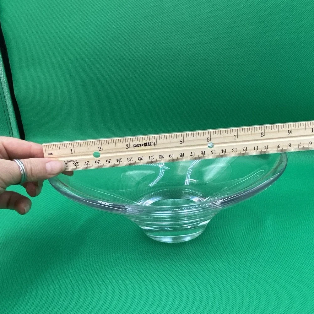 Vintage Glass Maker as Glasbruk Sweden Clear Oval Bowl Signed